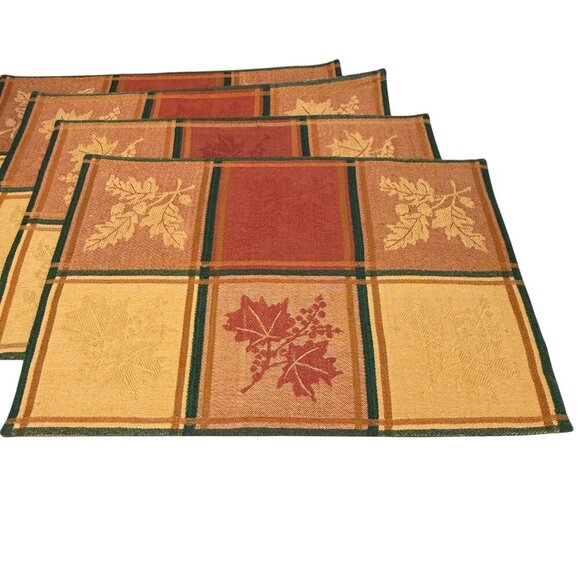 Autumn Leaf Placemats Set of 4 Orange Yellow Cotton Tapestry Bed Bath & Beyond - Picture 1 of 12